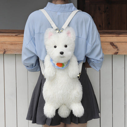 Adorable Handmade Lifelike Plush West Highland Puppy Backpack