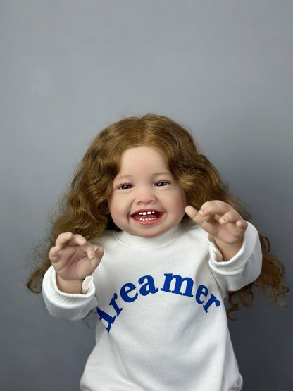 Poupée Reborn aux yeux ouverts et aux cheveux longs de 24 pouces pour filles - Mila