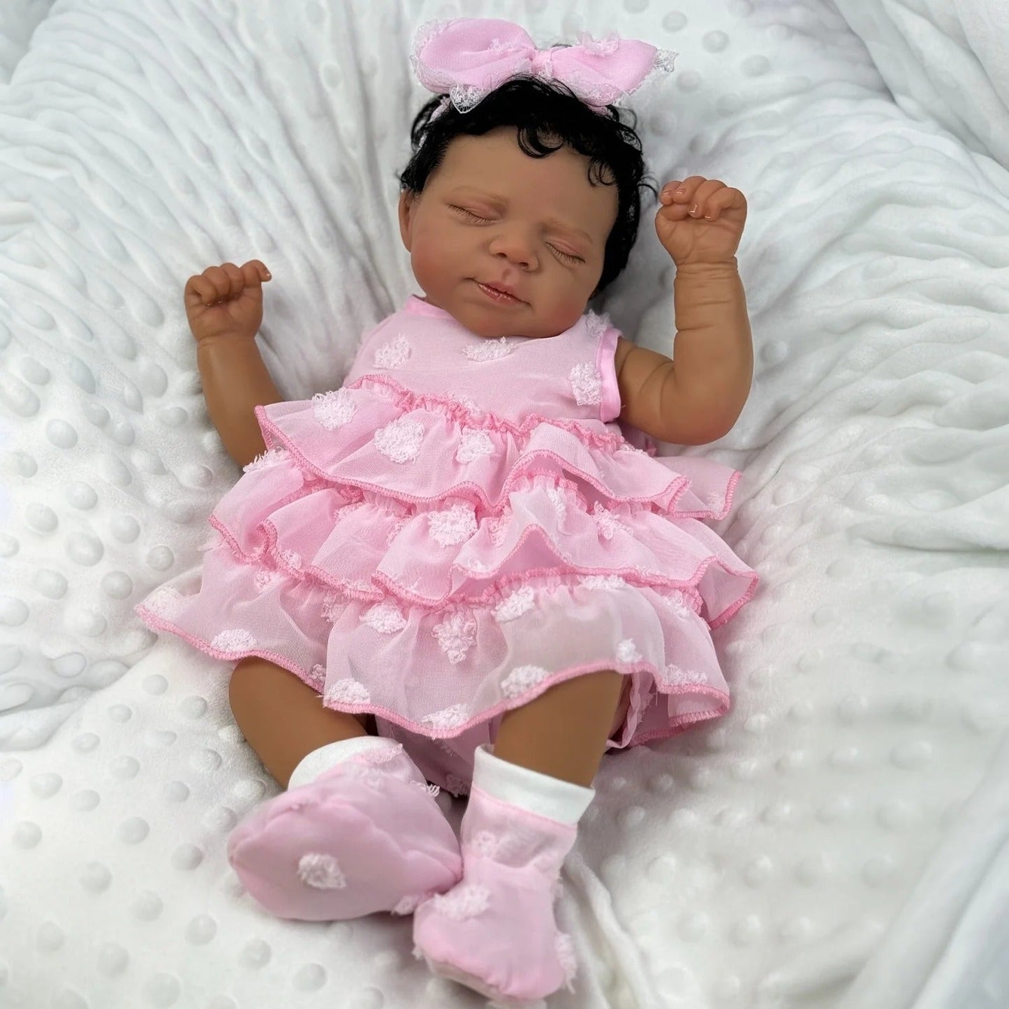 48cm Realistic Ma Closed Eyes Dark Skin Reborn Baby-Pascale
