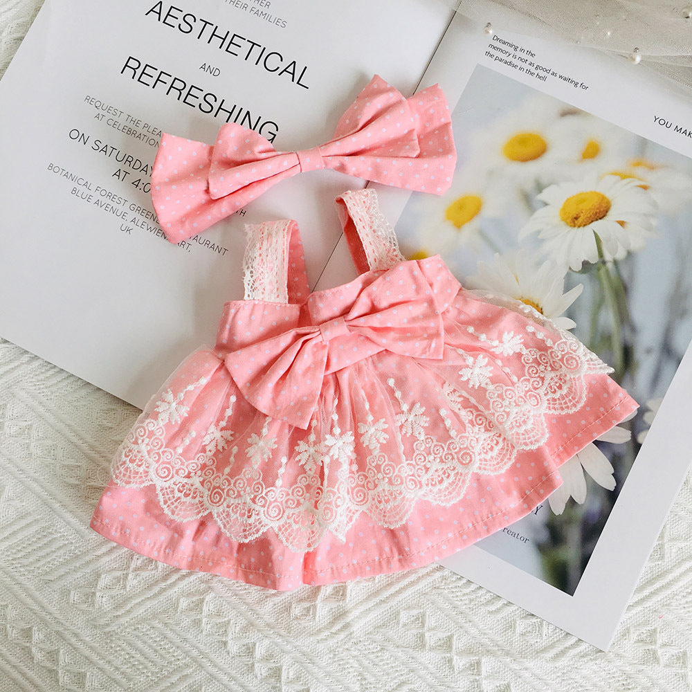 Jolie robe florale en dentelle et pince à cheveux ensemble 2 pièces pour poupées de 30 cm