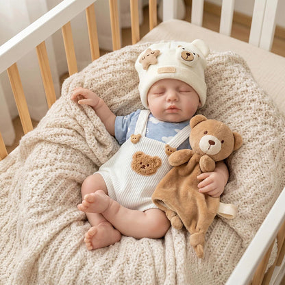 Bébé reborn Loulou de 30 cm en silicone fille vêtue de tenues de petit ours
