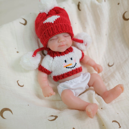 20cm Closed Eyes Mini Silicone Reborn Doll Girl-Pascale