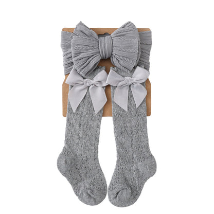 Bow Headband and Socks 2-piece Set for 17-24 Inches Dolls
