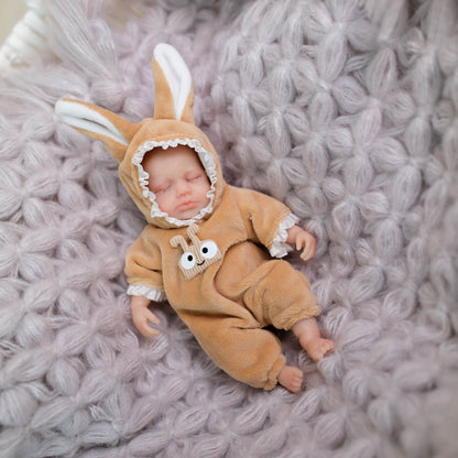 Poupée reborn miniature en silicone de 15 cm (6 pouces) yeux fermés - Loulou