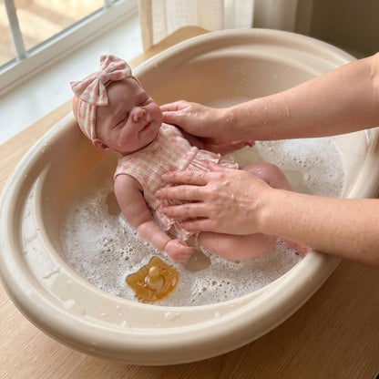 45cm entièrement en silicone extensible endormi Pascale Reborn bébé fille dans des bodys floraux