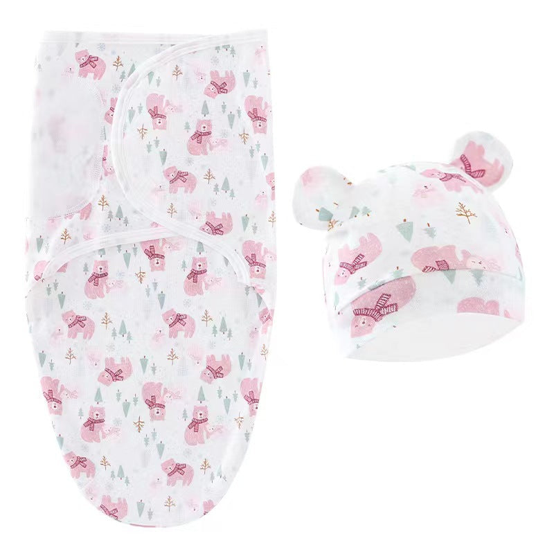Ours nouveau-né swaddle sac de couchage bonnet fœtal ensemble de 2 pièces