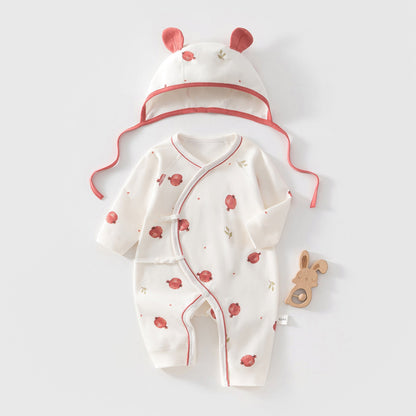 Cotton Printed Bodysuit and Hat 2-Piece Set for 18-22 Inches Reborn Dolls