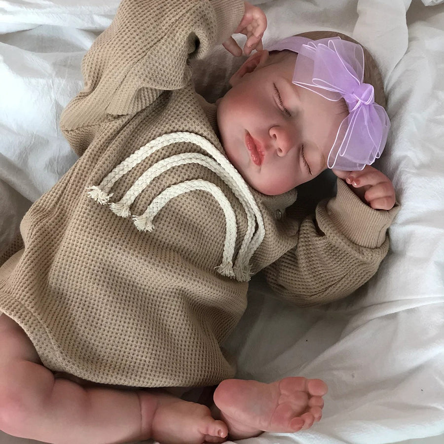 Poupées Reborn endormies de 20 pouces avec cheveux peints -Loulou