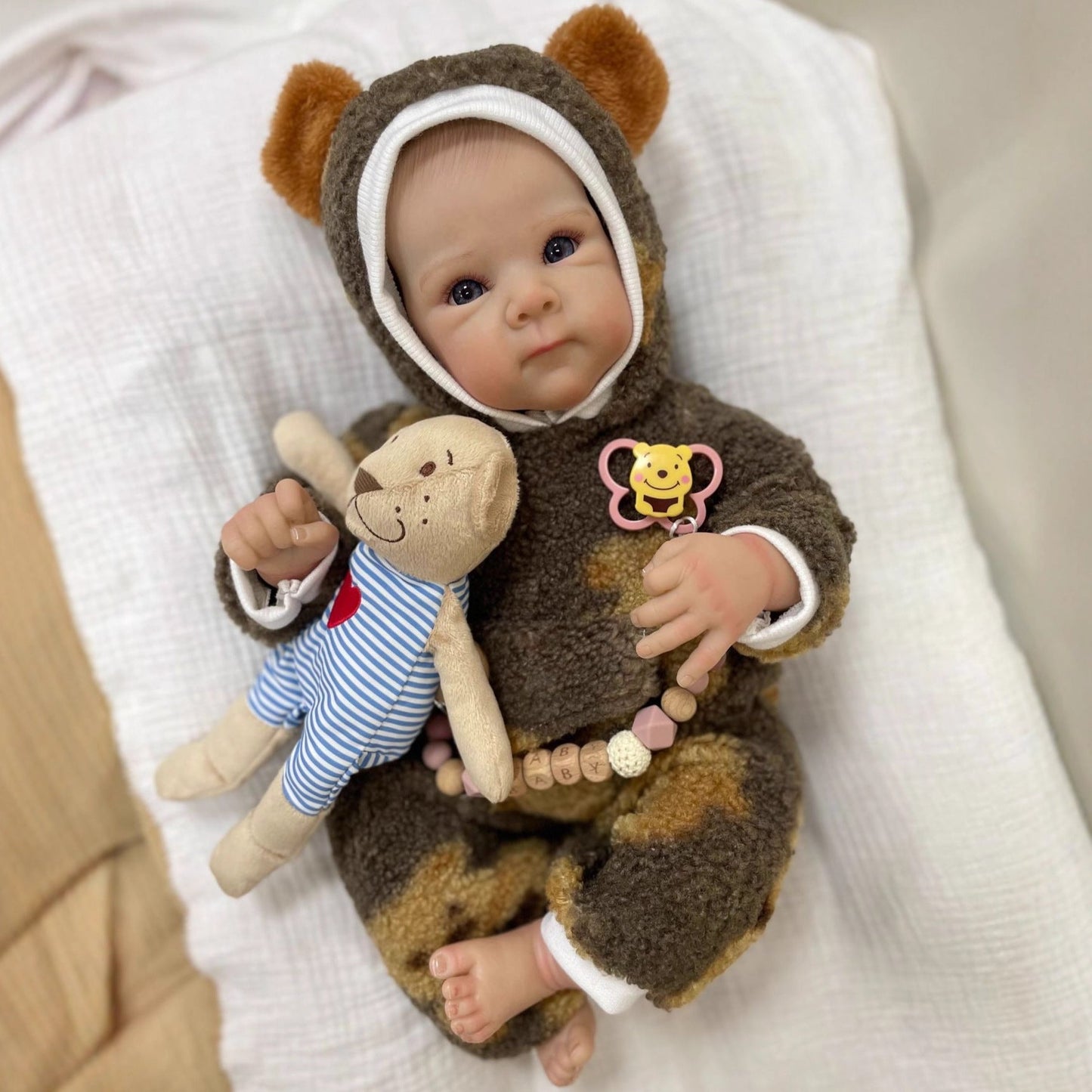 Bébé Reborn tout doux de 50cm yeux ouverts en peluche body-Bettie