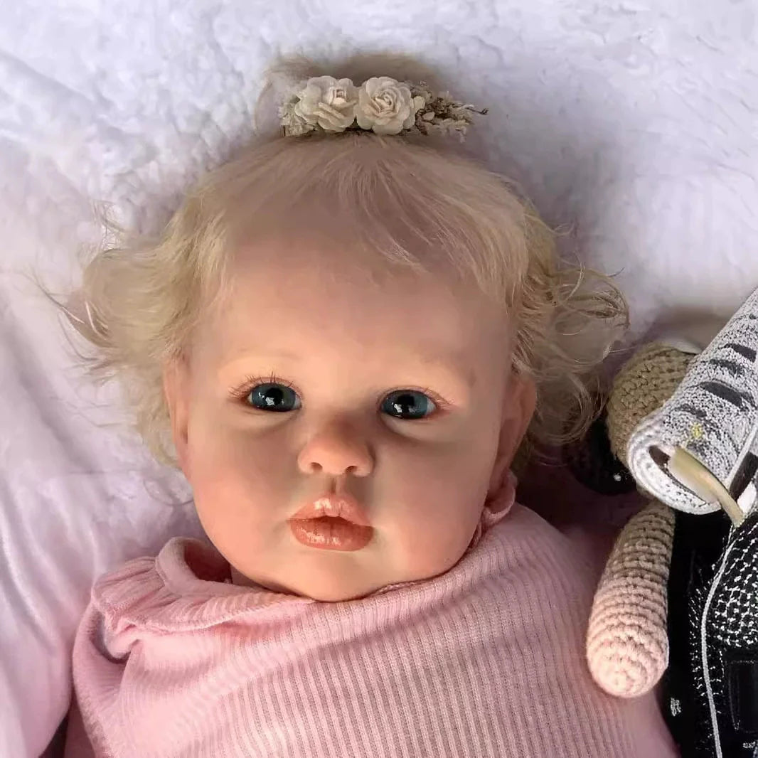 60cm Queena Realistic Open Eyes Blonde Hair Reborn Doll Lottie