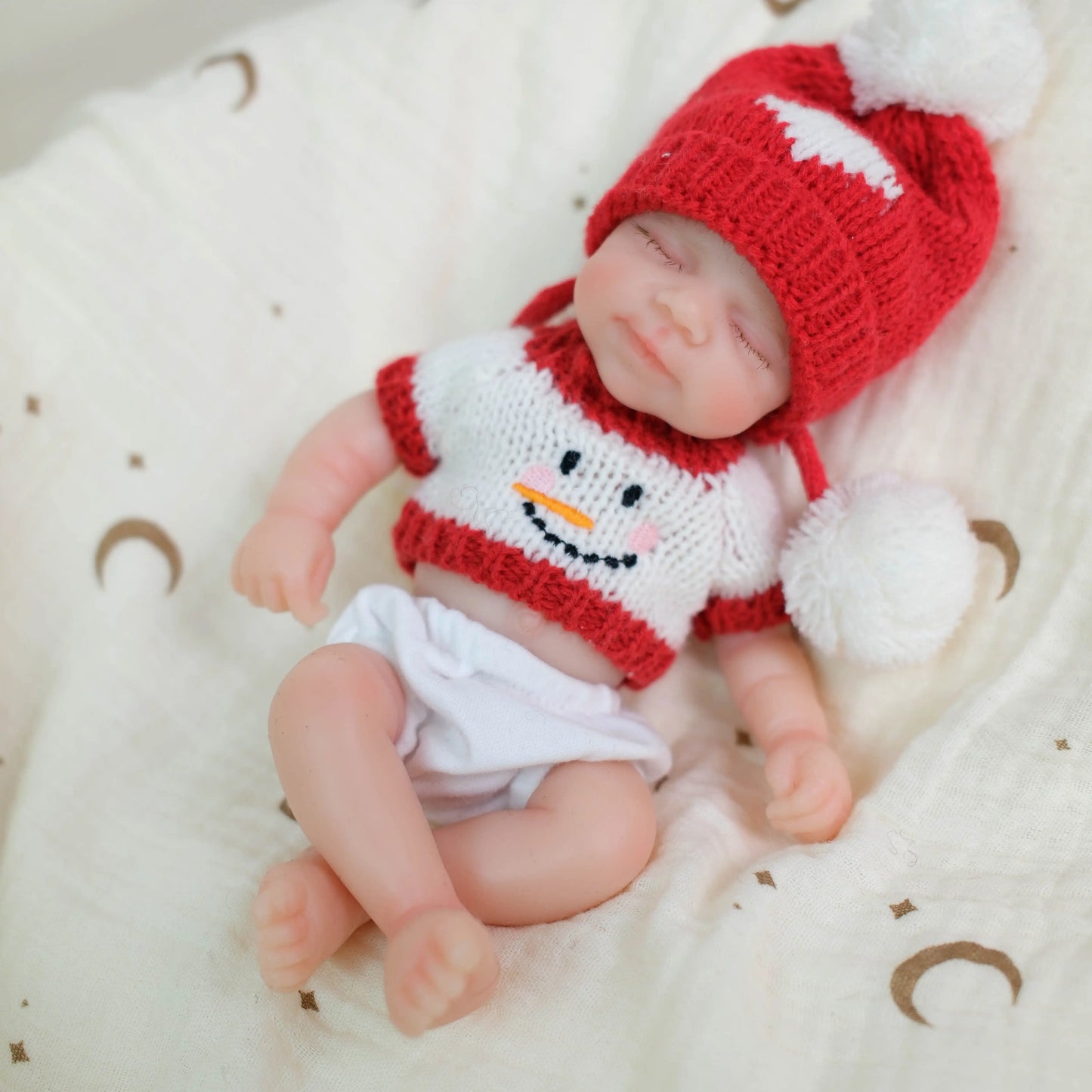 20cm Closed Eyes Mini Silicone Reborn Doll Girl-Pascale