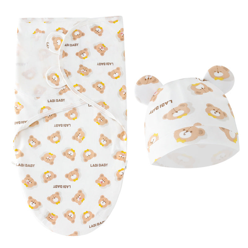 Ours nouveau-né swaddle sac de couchage bonnet fœtal ensemble de 2 pièces