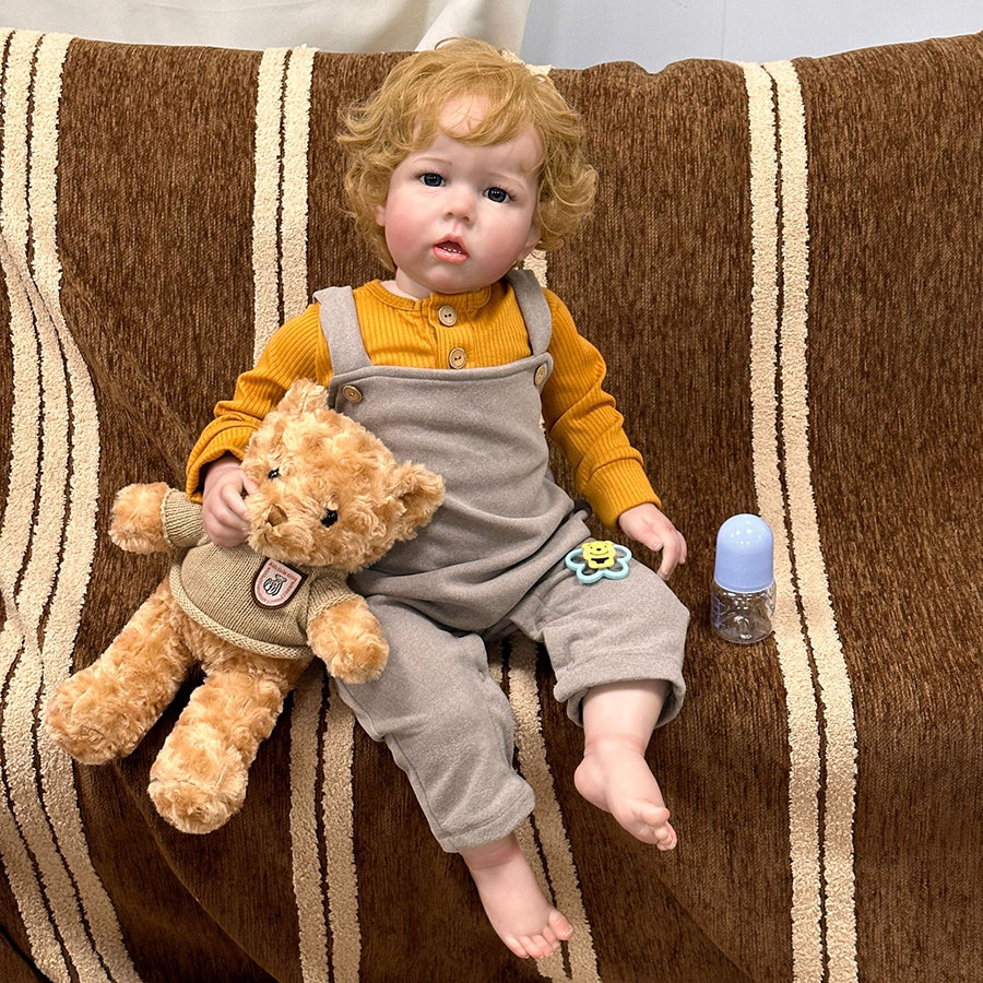 Poupée bébé Reborn aux cheveux blonds mignons de 22 pouces - Liam