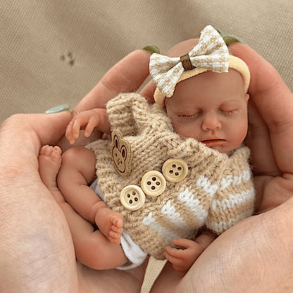 15cm Silicone Dark Skin Loulou Mini Reborn Doll in Sweater