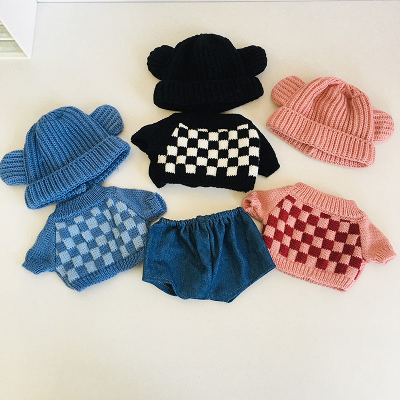 Plaid Sweater, Jeans and Hat 3-Piece Set for 12 Inches/30cm Reborn Dolls