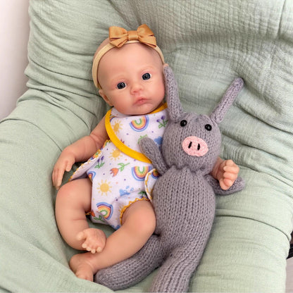 Bébé reborn fille de 30 cm en silicone souple yeux ouverts - Prairie