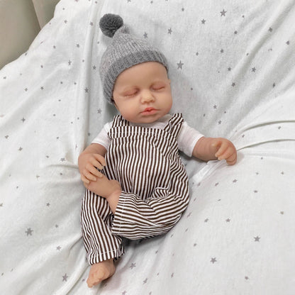 30cm Lifelike Full Silicone Asleep Loulou Reborn Doll In Stripe Clothes