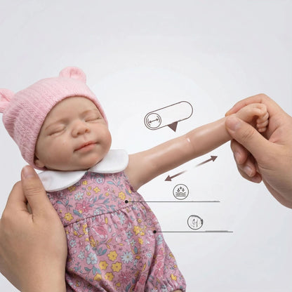 Poupée reborn Pascale de 30cm en silicone vêtue de vêtements roses