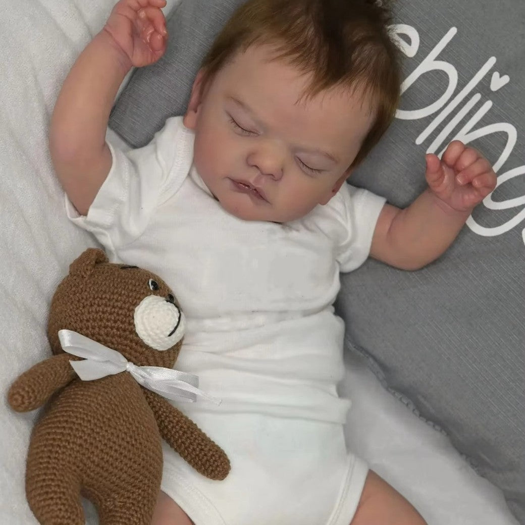 18 Inches lifelike reborn dolls with closed eyes and hair-Sam
