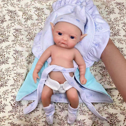 30cm Lifelike Full Silicone Closed Eyes Reborn Doll With Elf Ears