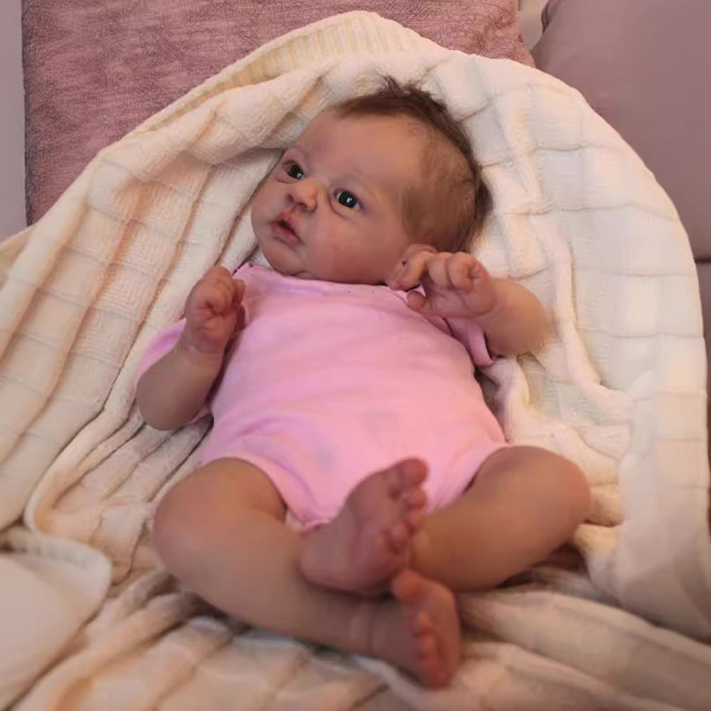 Poupées Verna Reborn de 19 pouces avec les yeux ouverts et les cheveux courts-Evi