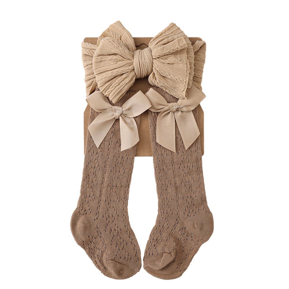 Bow Headband and Socks 2-piece Set for 17-24 Inches Dolls