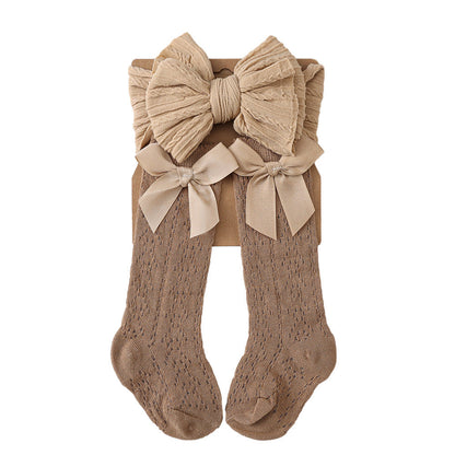 Bow Headband and Socks 2-piece Set for 17-24 Inches Dolls