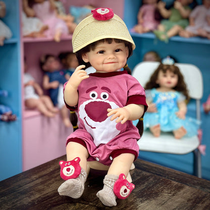 Poupée Reborn de 22 pouces aux longs cheveux bruns - Raya