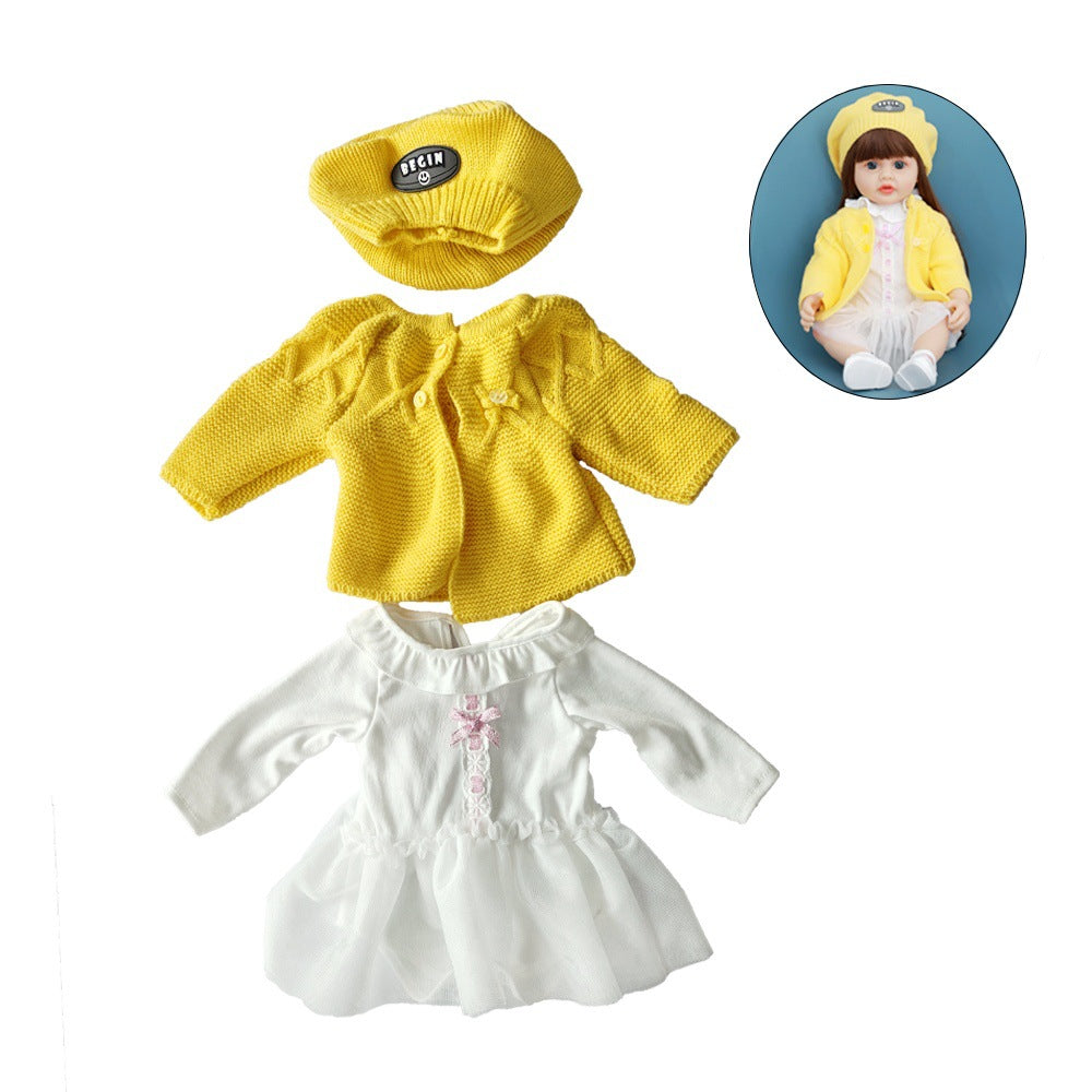 Knitted Hat, Jacket and Dress 3-Piece Set for 22 Inches/55cm Reborn Dolls