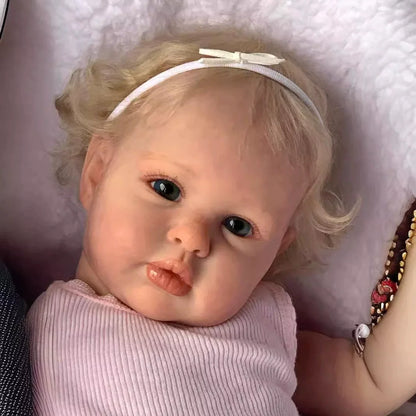 60cm Queena Realistic Open Eyes Blonde Hair Reborn Doll Lottie