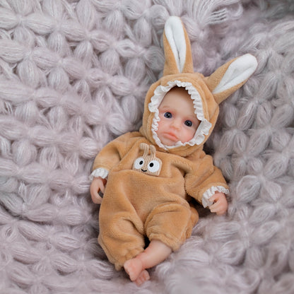 Poupée reborn miniature en silicone de 15 cm aux yeux ouverts - Loulou