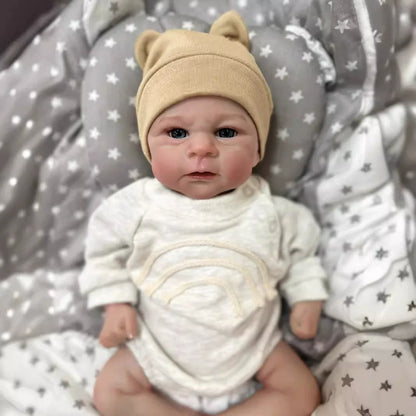 Bébé Reborn de 48 cm yeux ouverts corps souple vêtements gris – Elijah