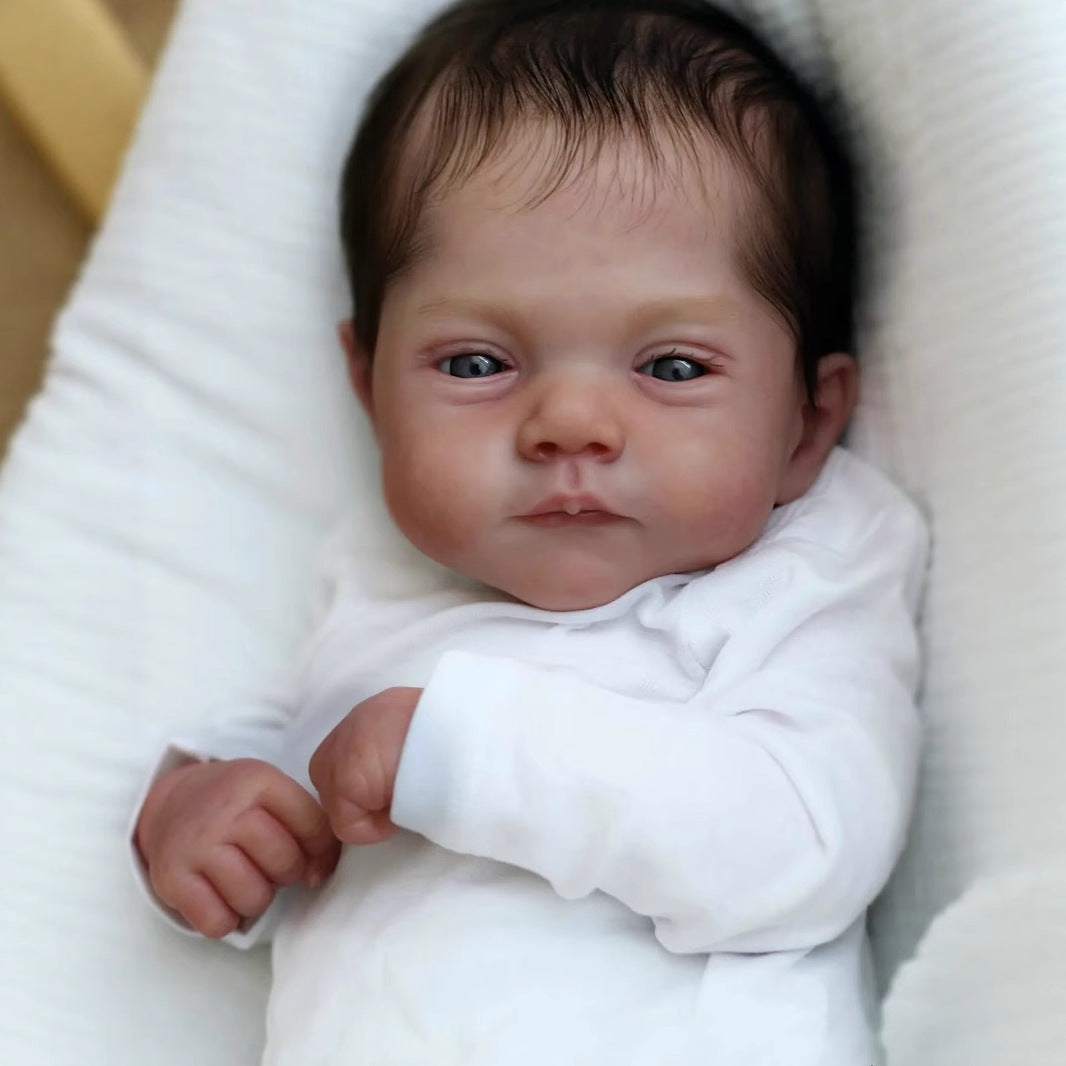 Bébé Reborn tout doux cheveux courts yeux ouverts 50cm Lily