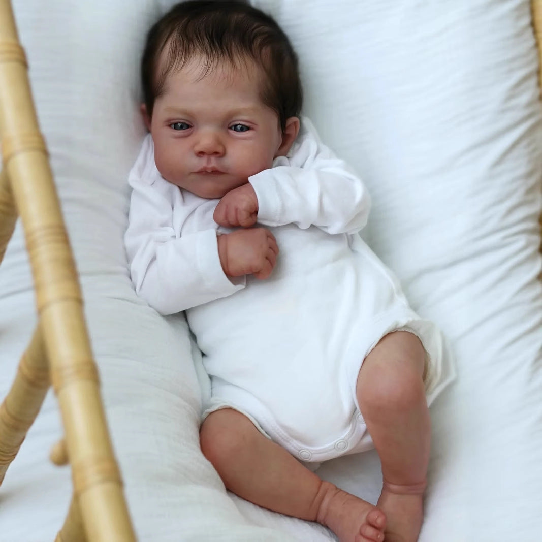 Bébé Reborn tout doux cheveux courts yeux ouverts 50cm Lily
