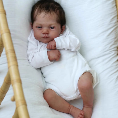 Bébé Reborn tout doux cheveux courts yeux ouverts 50cm Lily