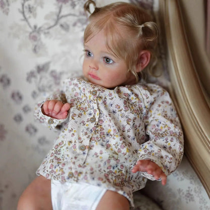 Poupée Reborn Suesue de 60 cm yeux bleus cheveux blonds vêtements à fleurs