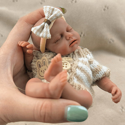 15cm Silicone Dark Skin Loulou Mini Reborn Doll in Sweater