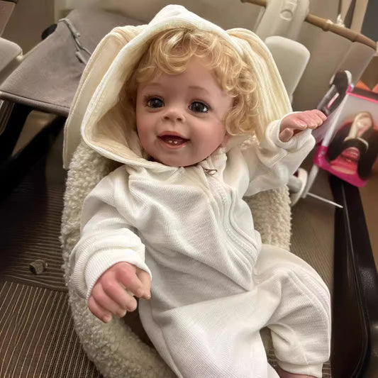 Poupée Reborn aux yeux ouverts et aux cheveux blonds de 58cm - Yannik