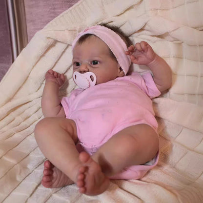 Poupées Verna Reborn de 19 pouces avec les yeux ouverts et les cheveux courts-Evi