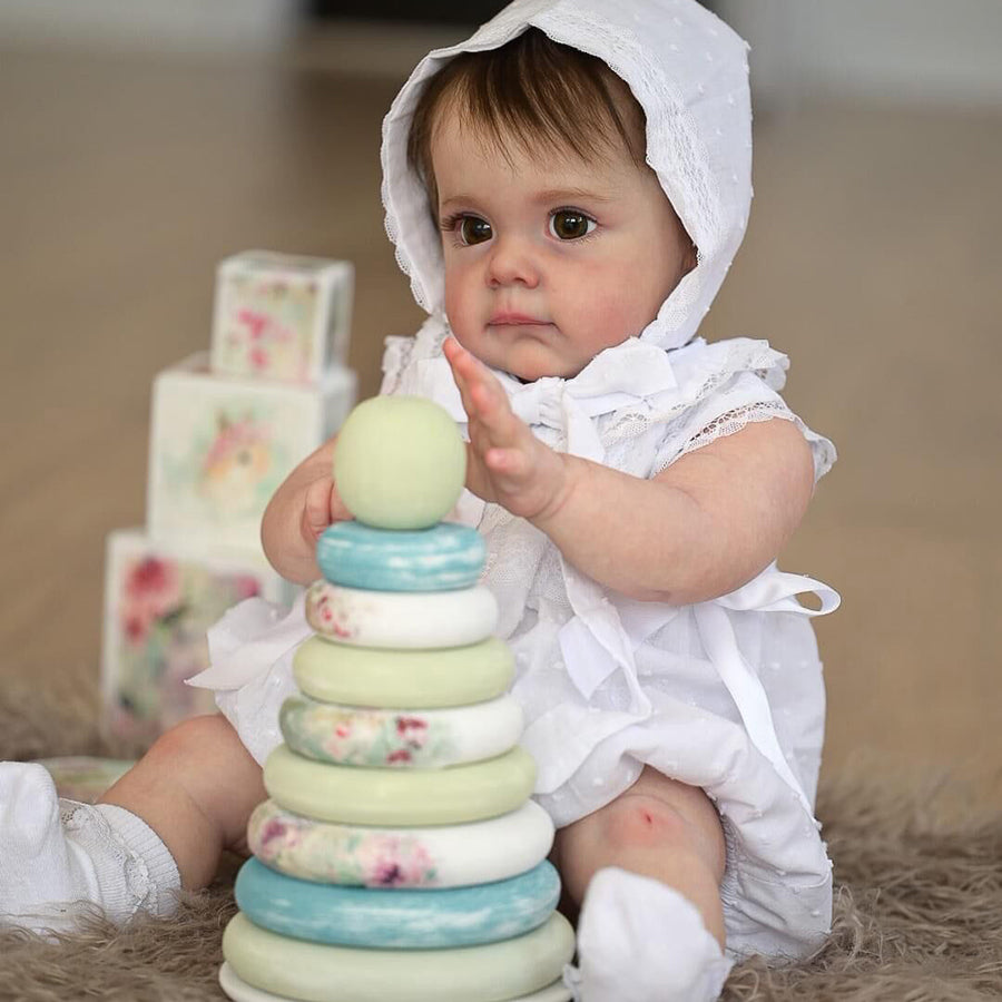 Poupée Reborn Sabina de 24 pouces avec les yeux ouverts et les cheveux courts - Maggie