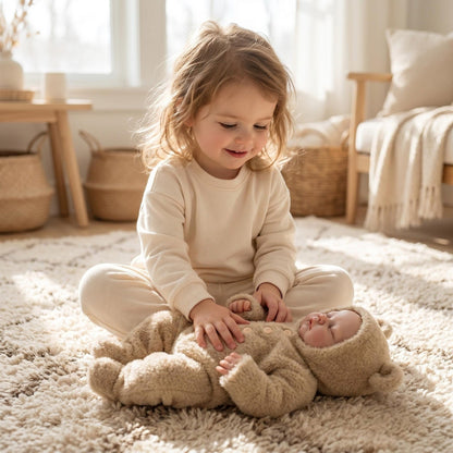 48cm Soft Body Sleeping Pickle Reborn Doll In Camel Plush Jumpsuit