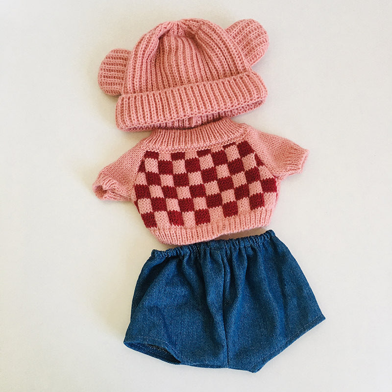 Plaid Sweater, Jeans and Hat 3-Piece Set for 12 Inches/30cm Reborn Dolls