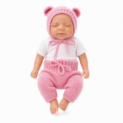 45cm Silicone Stretchable Openable Mouth Pascale Reborn Baby Girl In Pink Knitted Bodysuits