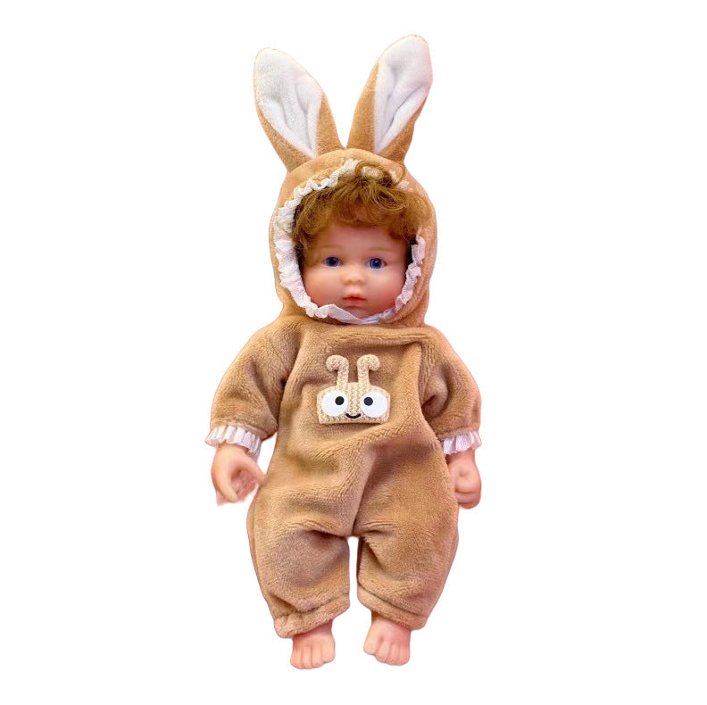 Poupée Reborn Mini en Silicone de 6 pouces avec Yeux Ouverts et Cheveux Courts