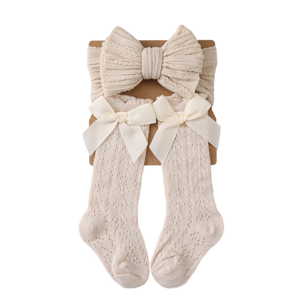 Bow Headband and Socks 2-piece Set for 17-24 Inches Dolls