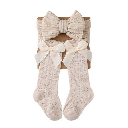 Bow Headband and Socks 2-piece Set for 17-24 Inches Dolls