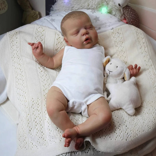 Poupée Reborn Alexis réaliste de 55 cm aux yeux fermés