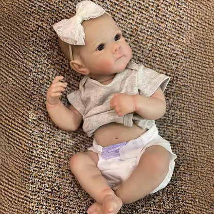 Yvette bébé fille aux yeux ouverts 45cm vêtements gris - Bettie