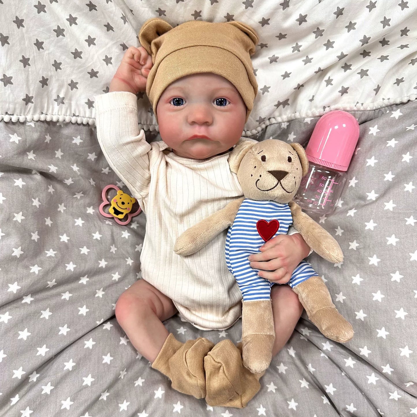 50cm Realistic Blue Eyes Vinyl Body Reborn Baby Doll-Levi