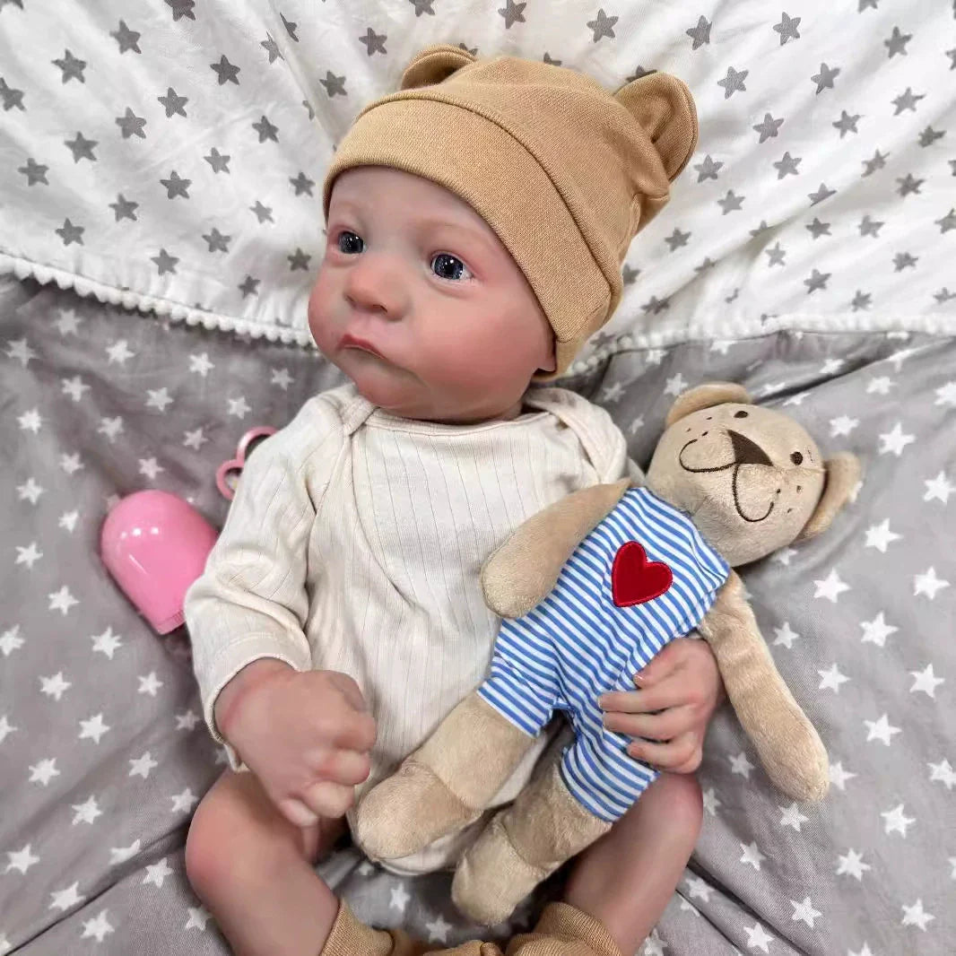 50cm Realistic Blue Eyes Vinyl Body Reborn Baby Doll-Levi